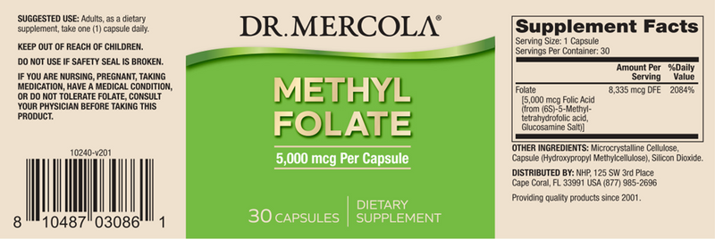 Methyl Folate 5 mg (Dr. Mercola) label