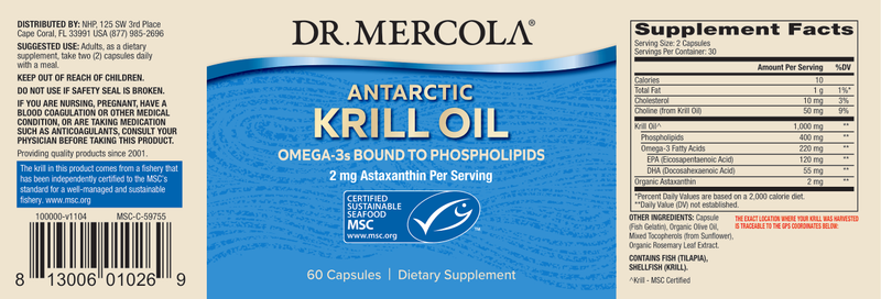 Antarctic Krill Oil (Dr. Mercola) Label