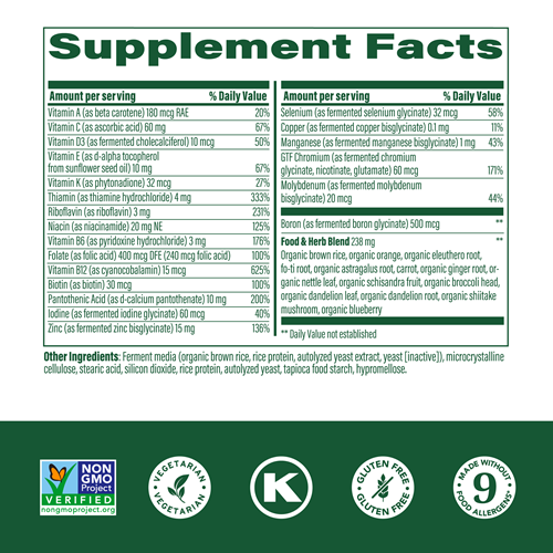 men's one daily megafood supplement facts