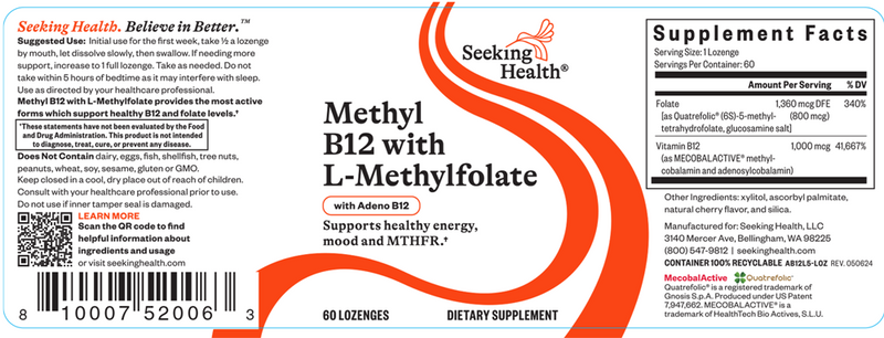 methyl b12 with l-methylfolate seeking health label