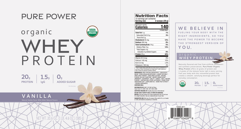 Organic Whey Protein - Vanilla (Dr. Mercola) label