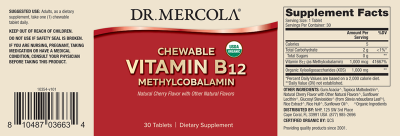 Vitamin B12 Chewable (Dr. Mercola) label