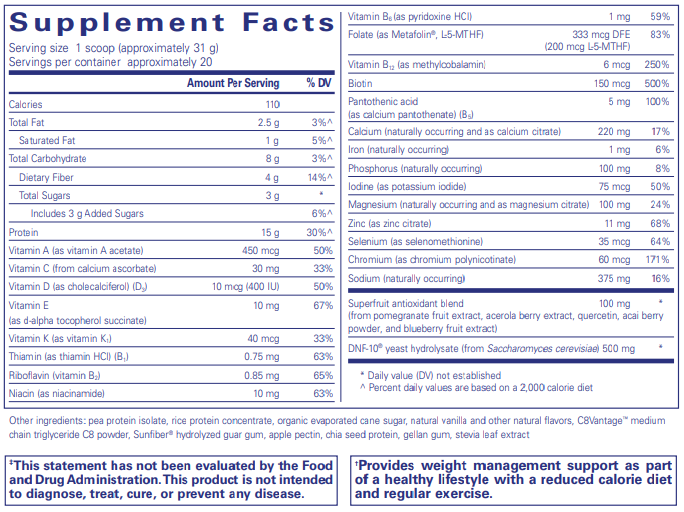 PureLean® Protein (Pure Encapsulations) supplement facts