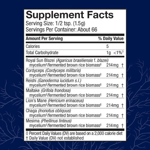 stamets 7 mushroom powder host defense supplement facts