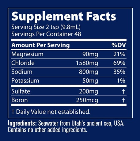 utah sea minerals (trace minerals research) supplement facts