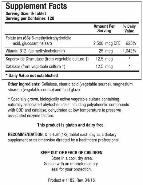 5-MTHF Plus Forte (Biotics Research) Supplement Facts