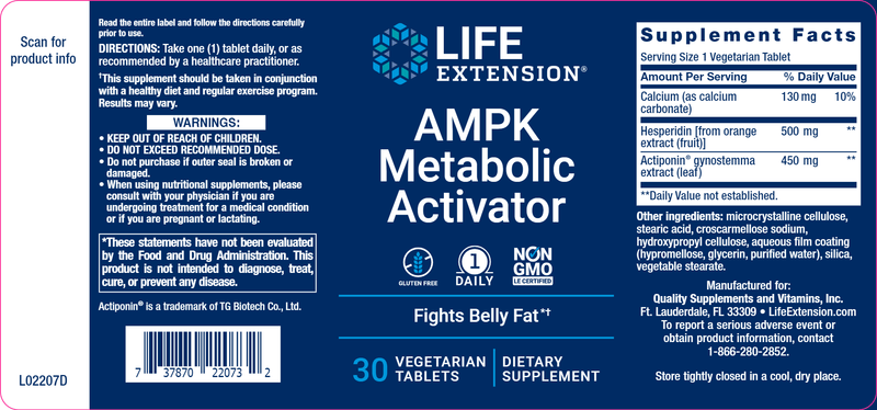 AMPK Metabolic Activator (Life Extension) Label