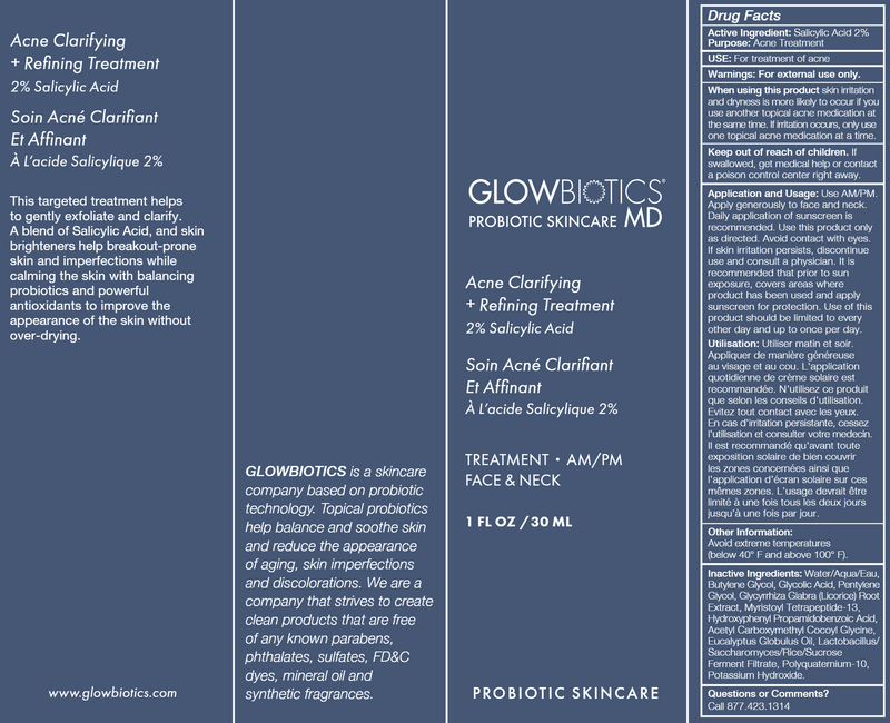 Acne Clarifying + Refining Treatment (GLOWBIOTICS) Label