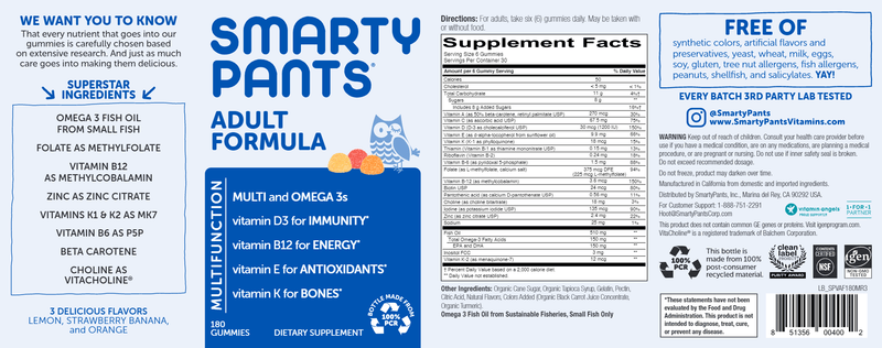 Adult Formula (SmartyPants Vitamins) Label