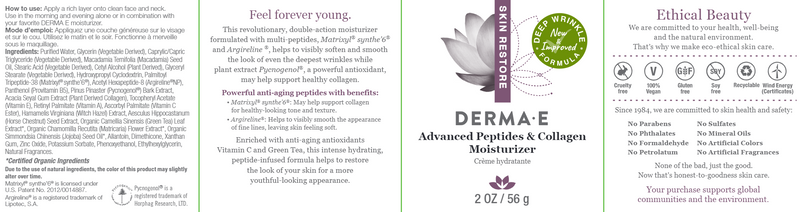 Advanced Peptides & Collagen Moisturizer (DermaE) Label