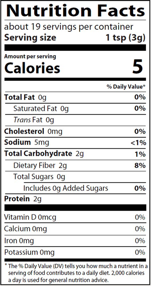 Agar Powder Organic (Foods Alive) Nutrition Facts