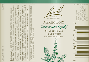 Agrimony Flower Essence (Nelson Bach) Label