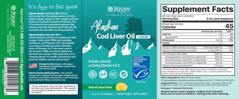 Alaskan Cod Liver Oil Liquid