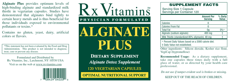 Alginate Plus (Rx Vitamins) Label