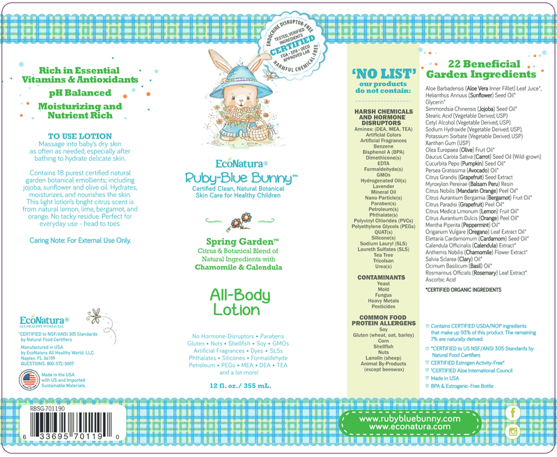 All Body Lotion (Ruby Blue Bunny) Label