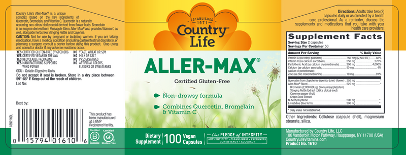 Aller-Max (Country Life) Label