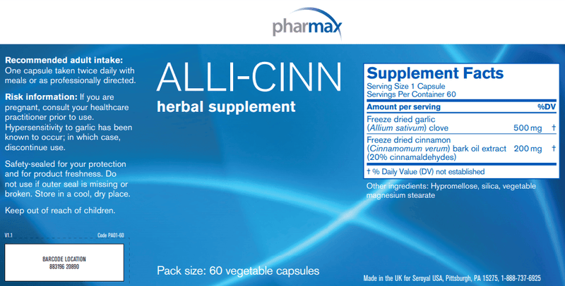 Alli-Cinn (Pharmax) Label