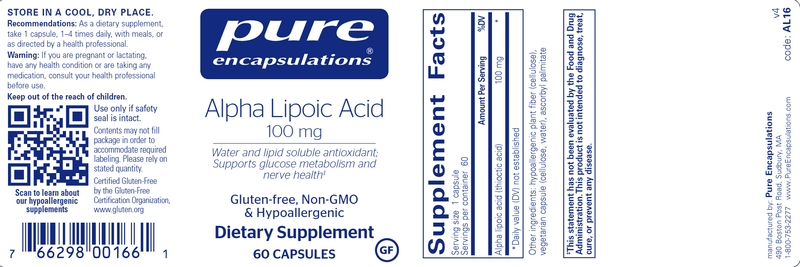 Alpha Lipoic Acid 100 mg 60 Count