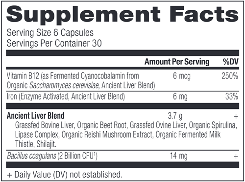 Ancient Glandulars - Grass-Fed Liver (Ancient Nutrition) Supplement Facts