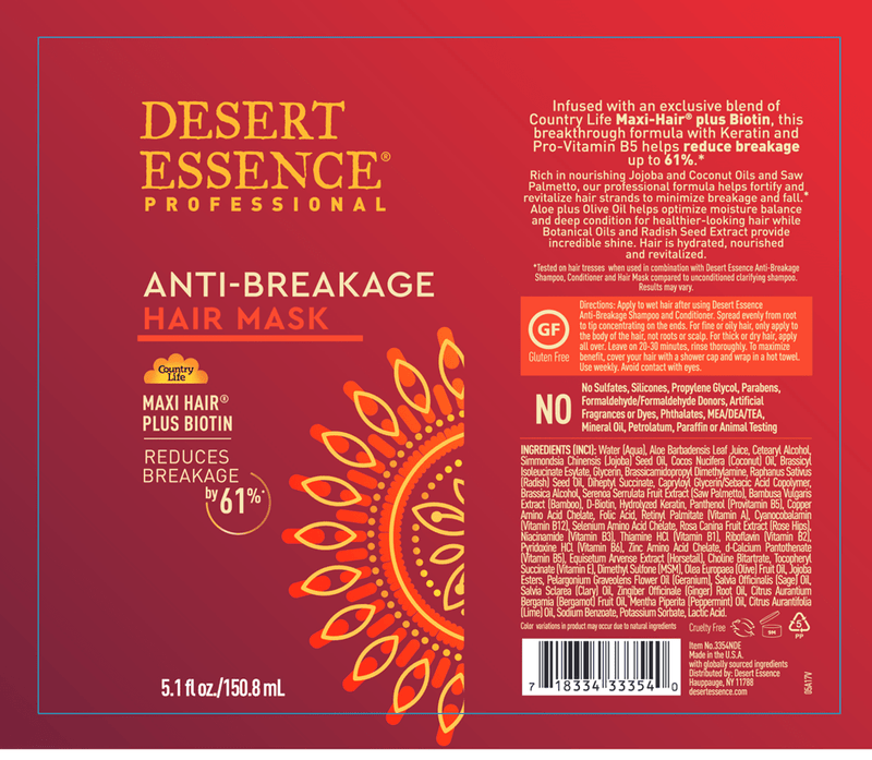 Anti-Breakage Hair Mask (Desert Essence) Label