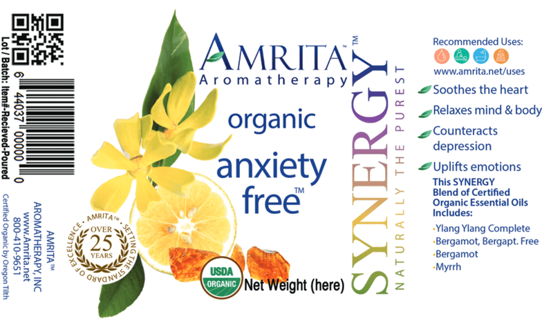 Anxiety Free Organic (Amrita Aromatherapy) Label