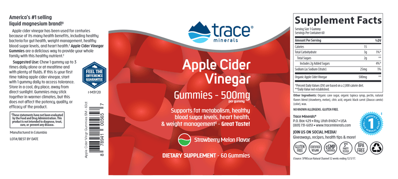 Apple Cider Vinegar Trace Minerals Research label