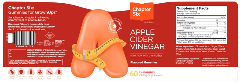 Apple Cider Vinegar Gummies (Chapter One) Label