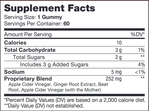 Apple Cider Vinegar Gummies (Chapter One) supplement facts