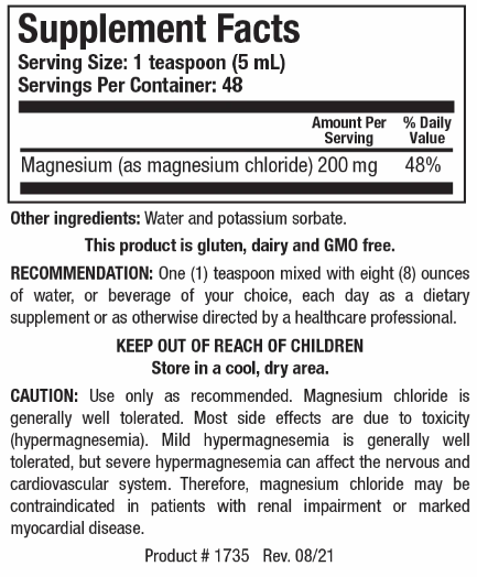 Aqua Mag-Cl (Biotics Research) Supplement Facts