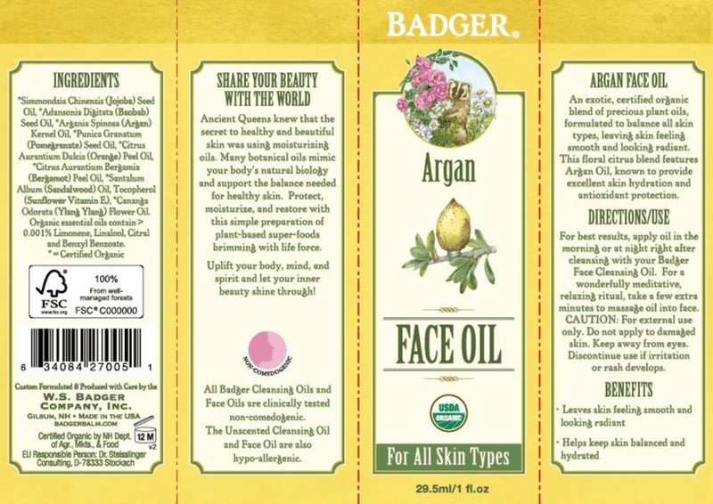 Argan Face Oil (Badger) Label