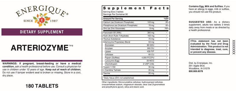 Arteriozyme (Energique) Label