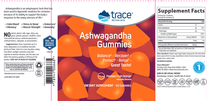 Ashwagandha Gummies Trace Minerals Research label