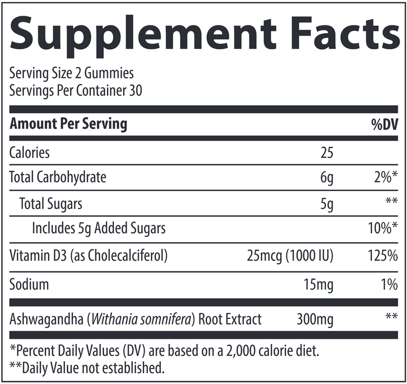 Ashwagandha Gummies Trace Minerals Research supplement facts