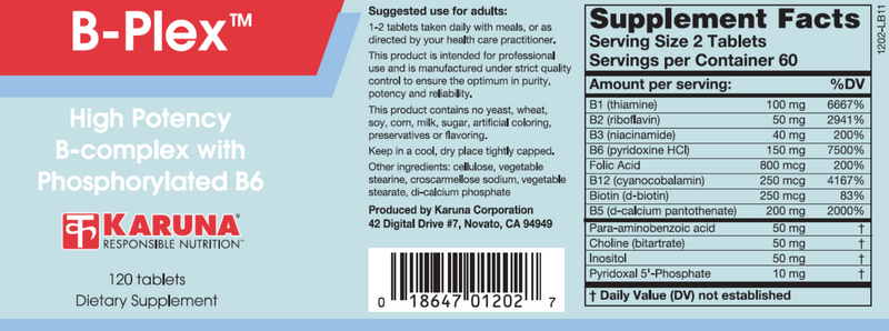 B-Plex (Karuna Responsible Nutrition) Label