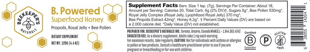 Beekeeper's Naturals B. Powered Superfood with Honey Propolis, Royal Jelly,  & Bee Pollen, 4.4 oz 