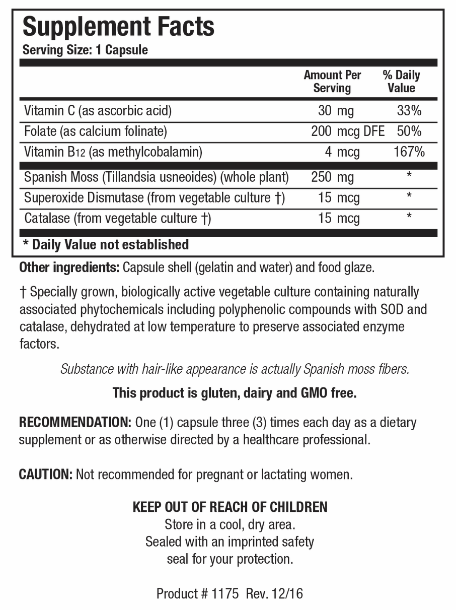 B12/Folate Plus (Biotics Research) Supplement Facts