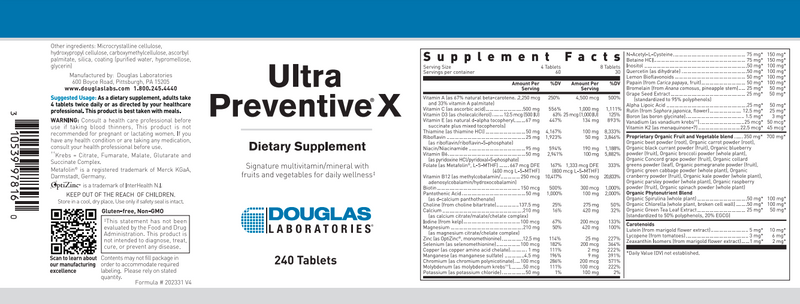 BACKORDER ONLY - Ultra Preventive X Rev (Douglas Labs) Label