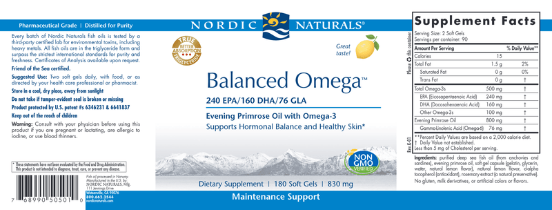 Balanced Omega 180 Soft Gels Lemon