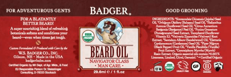 Beard Conditioning Oil (Badger) Label