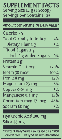 Beauty Greens Collagen Booster Pina Colada (Sunwarrior) Supplement Facts