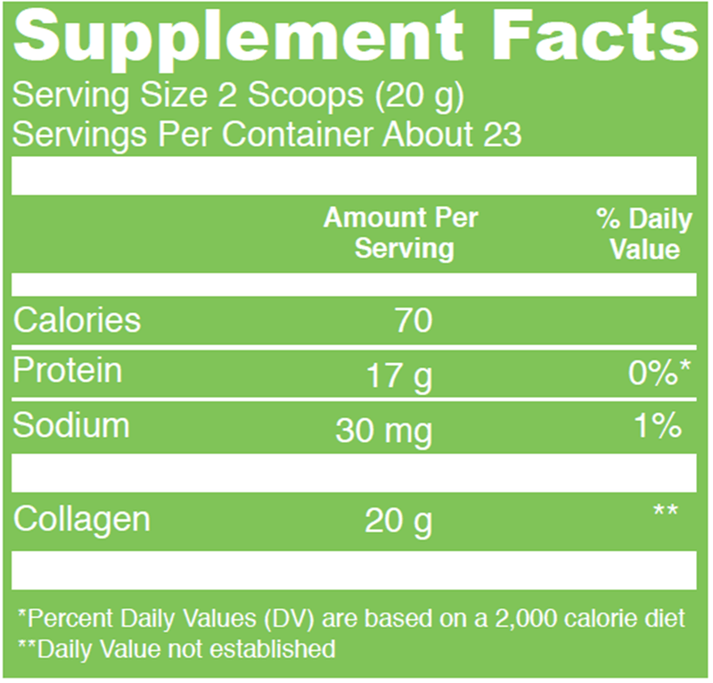 Beef Gelatin (Vital Proteins) Supplement Facts