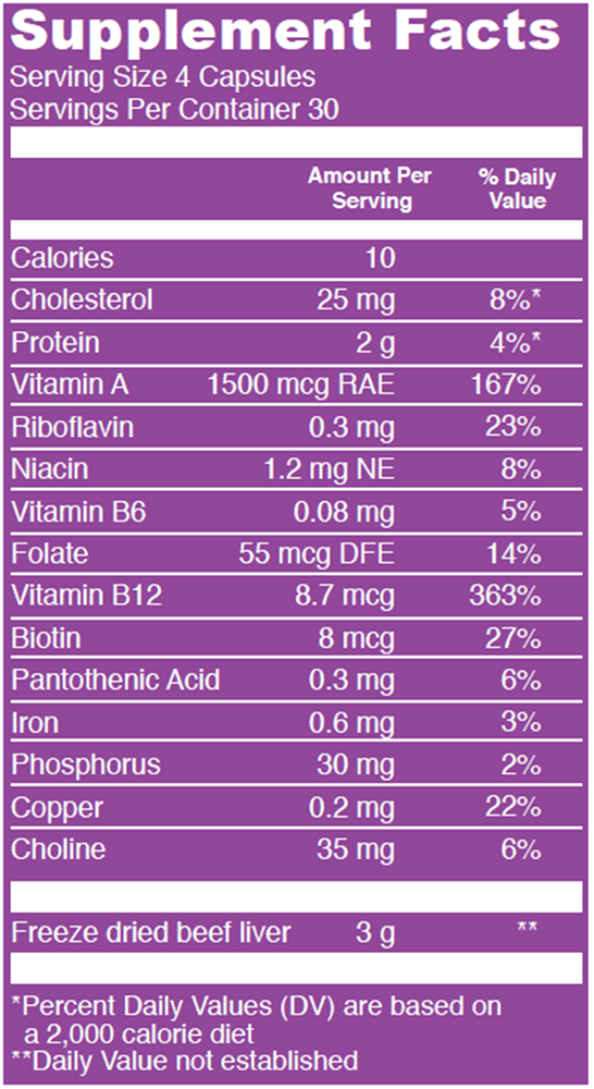 Beef Liver (Vital Proteins) Supplement Facts