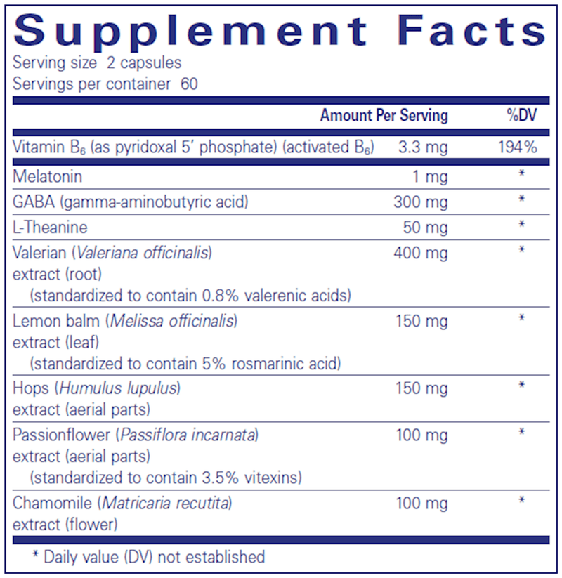 Best-Rest Formula 120 Caps Pure Encapsulations Supplement Facts