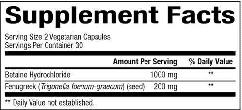 Betaine HCL with Fenugreek (Bioclinic Naturals) Supplement Facts