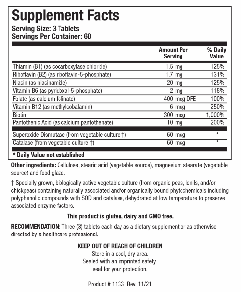 Bio-B 100 (Biotics Research) Supplement Facts