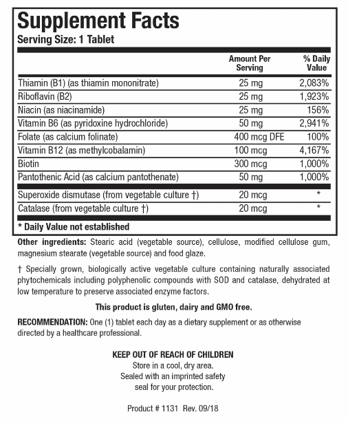 Bio-B Complex (Biotics Research) Supplement Facts