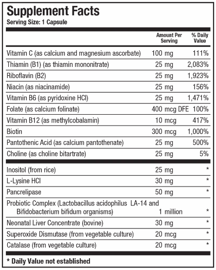 Bio-B with C (Biotics Research) Supplement Facts