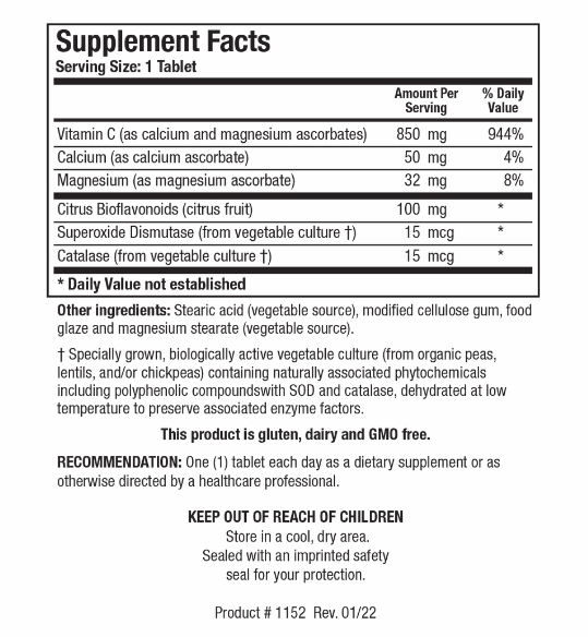 Bio-C Plus 1000 (Biotics Research) Supplement Facts