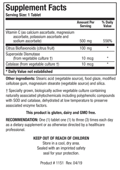 Bio-C Plus (Biotics Research) Supplement Facts