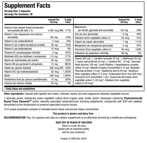 Bio-Cardiozyme Forte (Biotics Research) Supplement Facts